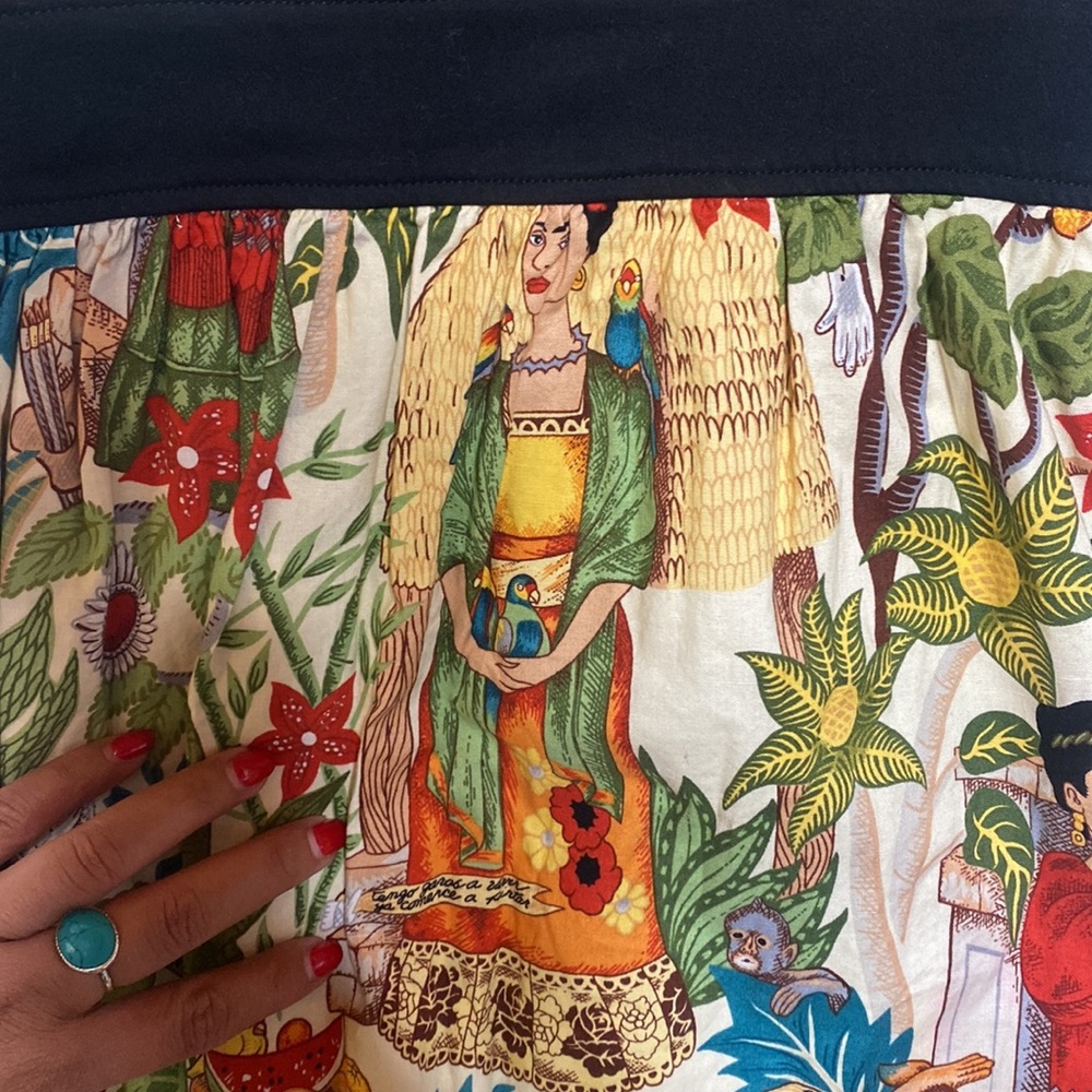 Frida Kahlo “Head Over Wheels” Dress in Beige by Hemet - Picture 7 of 16
